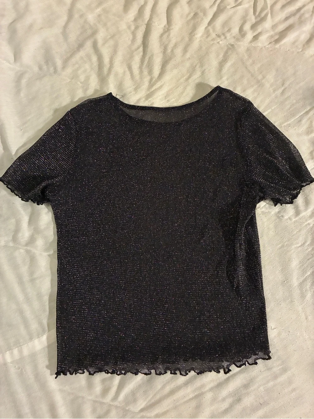 Hollister Sparkle Black Short Sleeve Crop Top